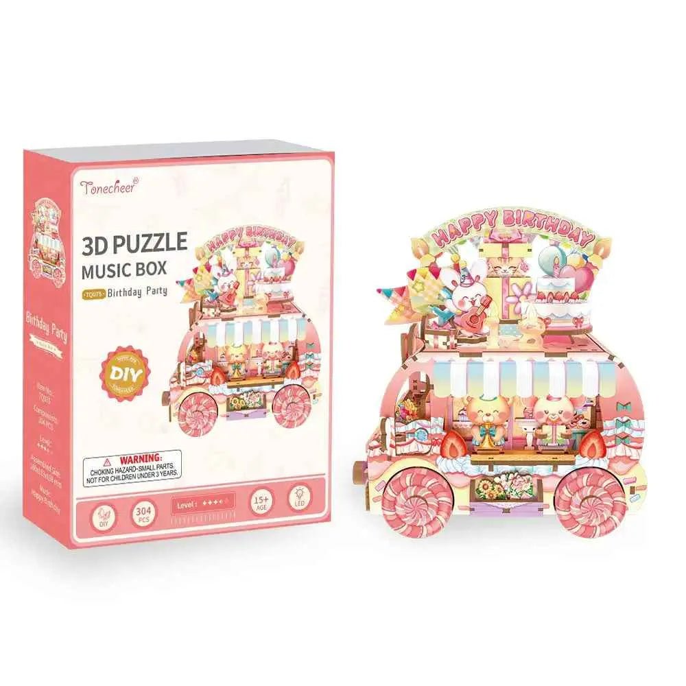 TONECHEER3DCreativeMusicalPuzzleDIYRotatingMusicBoxKit_birthdayparty_3.jpg Tonecheer Birthday party Müzik Kutusu Kiti - Görsel 1