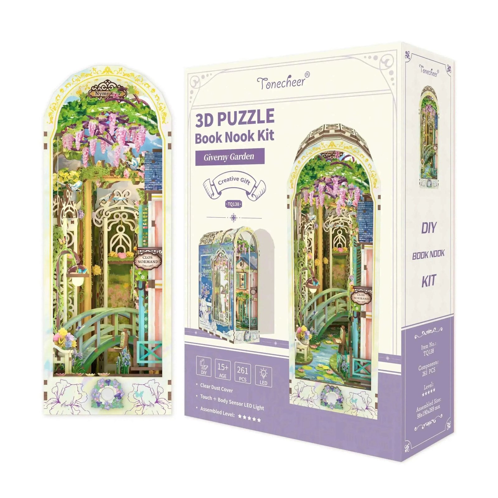 TONECHEER3DWoodenPuzzleDIYBookNookKit_GivernyGarden_3.jpg Tonecheer Giverny Garden Book Nook Kiti - Görsel 1